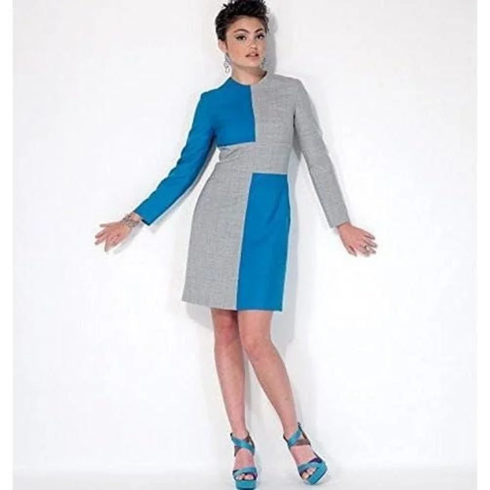 McCalls‎ M7089 Misses Fit Patterned Colorblock Dress Sewing Pattern Sizes 14-22